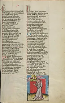 Wrestling Prints: Jacob Wrestling with the Angel; Weltchronik, about 1400-1410. Creator: Unknown