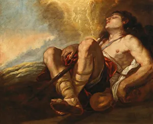 Dream Ladder Prints: Jacobs Dream, Early 1650s. Creator: Giordano, Luca (1632-1705)