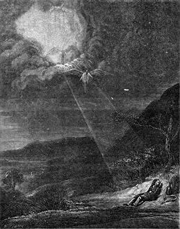 Dreaming Prints: Jacob's Dream, by Rembrandt, 1854. Creator: W. J. Linton