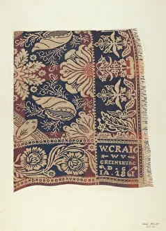 Trim Prints: Jacquard Coverlet, 1935/1942. Creator: Paul Kelly