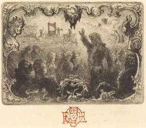 Lix Hilaire Buhot Prints: Jacques Cazottes Le Diable amoureux'(3rd vignette), 1878