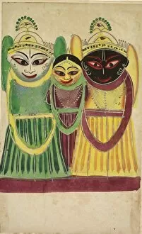 And Graphite Underdrawing On Paper Gallery: Jagannatha Trio, 1800s. Creator: Unknown