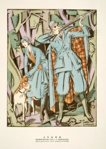 Jager, sporting outfits by A C Steinhardt, from Styl, pub. 1922 (pochoir Print)