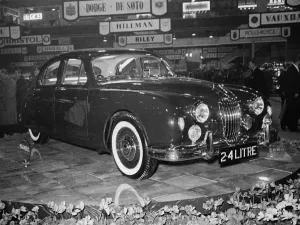 1954 Prints: Jaguar 2. 4 litre at Motor Show 1954. Creator: Unknown