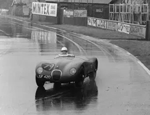 Aintree Collection: Jaguar C type at Aintree 1955. Reg LSF 420. Creator: Unknown