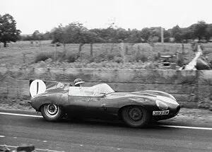 Jaguar D type, Mike Hawthorn 1956 Le Mans. Creator: Unknown