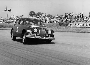 Northamptonshire Gallery: Jaguar Mk1 racing at Silverstone. Creator: Unknown