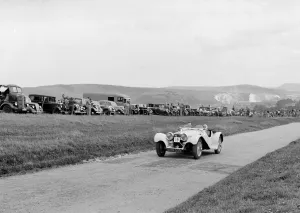 Lewes Prints: Jaguar SS100 of LJ Simmons competing at the Lewes Speed Trials
