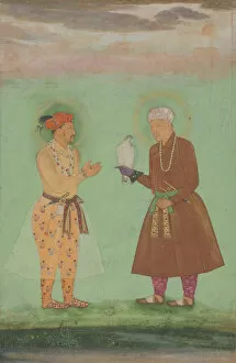 Patterned Gallery: Jahangir and his Father, Akbar, Folio from the Shah Jahan Album, verso: ca