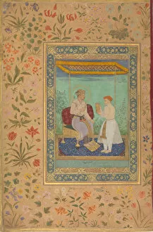 Awning Gallery: Jahangir and His Vizier, I'timad al-Daula, Folio from the Shah Jahan Album, recto: ca. 1615