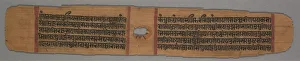Jain Monk Holding a Flower Venerated by a Royal Follower, colophon page from a Story…, 1279