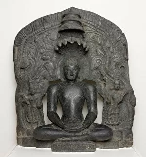 Serpent Collection: Jaina Tirthankara Parshvanatha with Serpent Hood Seated in Meditation... 12th century