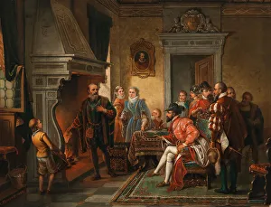 Banker Prints: Jakob Fugger Burning His Numerous Promissory Notes before the Eyes of Emperor Charles V
