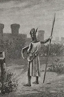James I before the walls of Valencia, 1238, (1890). Creator: Unknown