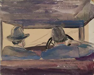 Friends Prints: James McBey Driving - View from Back Seat, 1929. Creator: Margot Murray