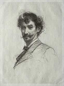 James McNeill Whistler with White Lock and Monocle. Creator: Paul Rajon (French, 1842 / 43-1888)