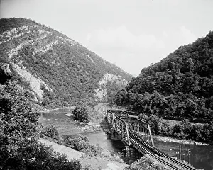 James River Water Gap, Chesapeake & Ohio Railway, Clifton Forge, Va. between 1900 and 1915. Creator: William H. Jackson. James River Water Gap, Chesapeake & Ohio Railway, Clifton Forge, Va. between 1900 and 1915. Creator: William H. Jackson