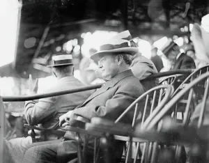 James S. Sherman, Wm. Taft's Vice President - first Vice President to throw out a ball at... 1912. Creator: Bain News Service