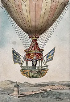 Lighthouse Prints: James Sadler setting off on the proposed first crossing of the Irish Sea from Dublin by