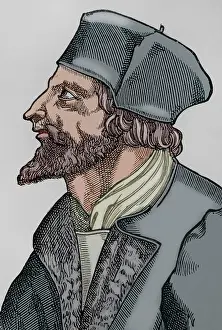 Colourised Prints: Jan Hus, (1369-1415), Czech theologian and philosopher, 1877. Creator: Unknown
