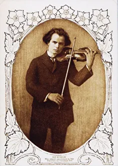 Photoengraving Gallery: Jan Kubelik playing on Christmas eve in San Francisco, 1912, 1912. Artist: Anonymous