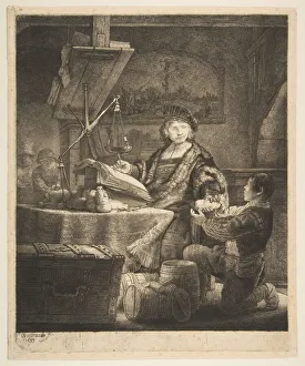 Johannes Prints: Jan Uytenbogaert (The Gold Weigher), 1639. Creator: Rembrandt Harmensz van Rijn