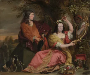 Adjusting Prints: Jan van der Voort and His Sister Catharina with a Servant, 1661. Creator: Ferdinand Bol