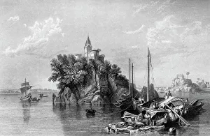 Roberts Emma Prints: Janghera, or the Fakeers Rock, on the Ganges, 1845. Creator: Unknown