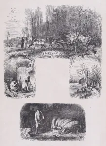 January from Album of Rustic Subjects, 1859. Creator: Jacques-Adrien Lavieille January from Album of Rustic Subjects, 1859. Creator: Jacques-Adrien Lavieille
