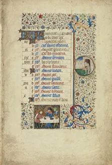 January Calendar Page: Feasting: Aquarius; Book of Hours, about 1440-1450. Creator: Workshop of the Bedford Master