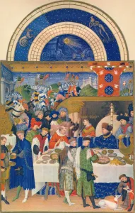 Calendar Prints: January - the Duc de Berry at table, 15th century, (1939). Creator: Jean Limbourg