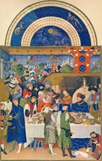 De Berry Gallery: January - the Duc de Berry at table, 15th century, (1939). Creator: Jean Limbourg