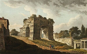 Aquatinthand Coloured Aquatint On Paper Gallery: Januss Arch, plate twenty from the Ruins of Rome, published December 6, 1796