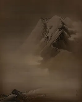 Ink On Silk Prints: Japanese alps, 20th century. Creator: Yamamoto Shunkyo