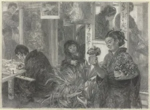 Menzel Adolph Friedrich Erdmann Von Prints: Japanese Artist at Work, 1886. Creator: Adolph Menzel