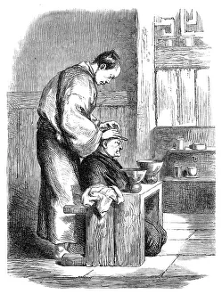 Barber Shop Prints: A Japanese barber - from a sketch by our special artist, 1864. Creator: Unknown