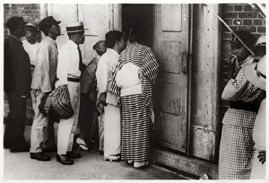 Japanese crowd looking into the Zeppelin hangar, Kasumigaura, Japan, 1929 (1933)
