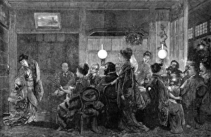 East Meets West Prints: A Japanese dinner party, 1874. Creator: Unknown