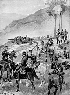 Japanese field battery in action, Russo-Japanese War, 1904-5