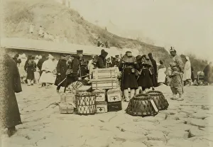 Provisions Prints: Japanese Hospital Corps landing medical and surgical supplies at Chemulpo