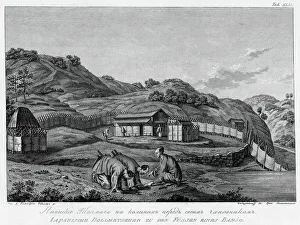 Fencing Prints: Japanese Interpreters Kneeling in Front of Their Chief, 1813. Creator: Stepan Galaktionov