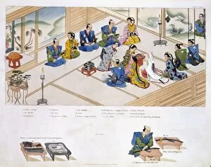 Negotiation Gallery: Japanese Marriage: the two families meeting, with mediator; pub. 1824. Creator: Japanese School