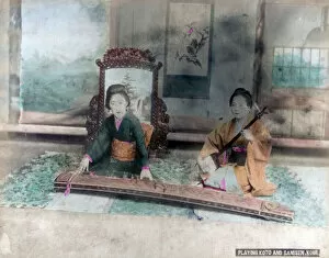 Images Dated 20th February 2007: Japanese music: women playing Koto and Samisen, Kobe, Japan