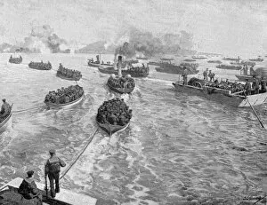 Brigade Gallery: Japanese naval brigade landing under fire at Pitsewo, Russo-Japanese War, 1904-5