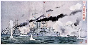 Splash Prints: Japanese naval squadron steaming to bombard Port Arthur, Russo-Japanese War 1904-1905