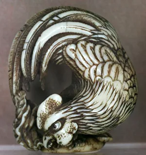 Netsuke Prints: Japanese Netsuke of a cockerel, 19th century
