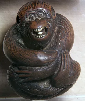 Netsuke Prints: Japanese Netsuke of a monkey, 19th century