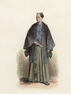 Modern Age Prints: Japanese officer in street clothes, color engraving 1870