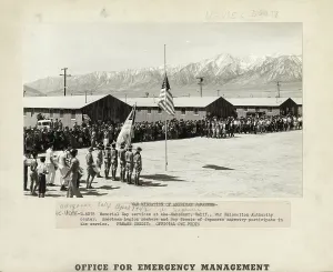 Boy Scouts Prints: Japanese relocation, California, 1942. Creator: Dorothea Lange