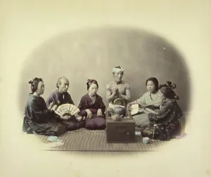 Shamisen Prints: Japanese Singers, about 1868. Creator: Felice Beato